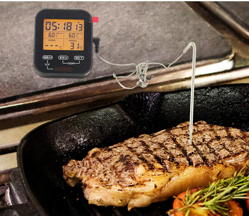 Relax Love Meat Thermometer for Cooking Quick Measuring Kitchen Temperature Probe with Hold Button LCD Display F/C Digital Instant Read Multipurpose
